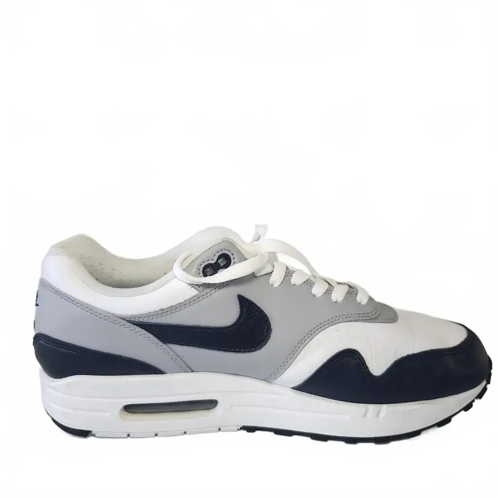 Nike Air Max 1 Men's Sneakers Size 10 White Gray Navy - Picture 5 of 9